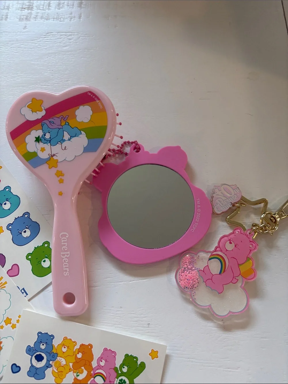Green Care Bear Plush Coin Purse with Pink Accessories